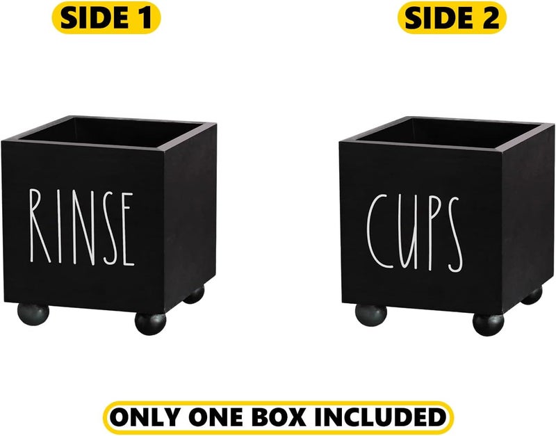 CHONIC Bathroom Cup Dispenser, Farmhouse Dixie Cup Holder, 3 oz 5 oz Paper Mouthwash Cup Storage Box, Wooden Disposable Cup Caddy, Water Dispenser Cup Holder for Counter top (Black) - Image 2